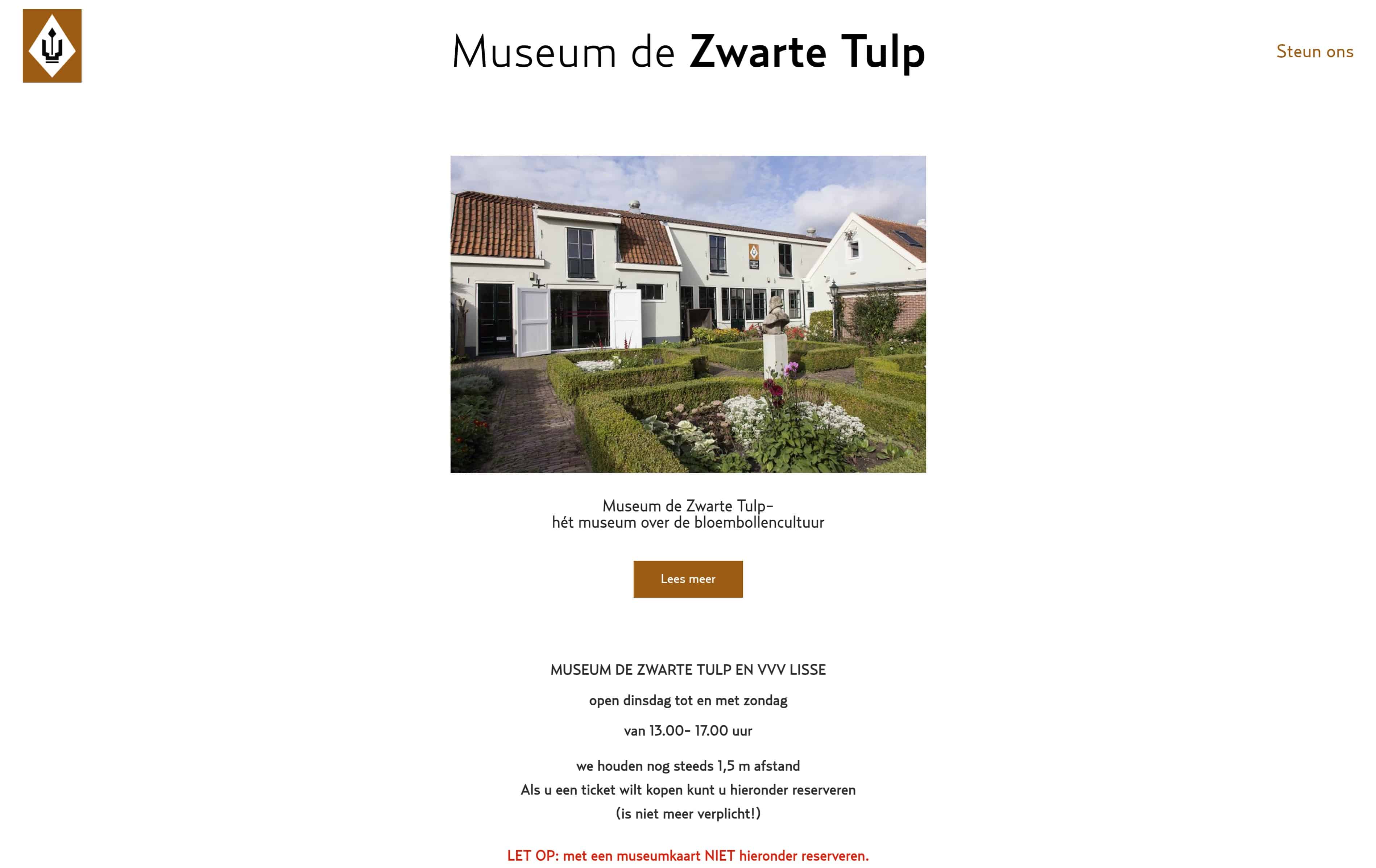 Museum de Zwarte Tulp website